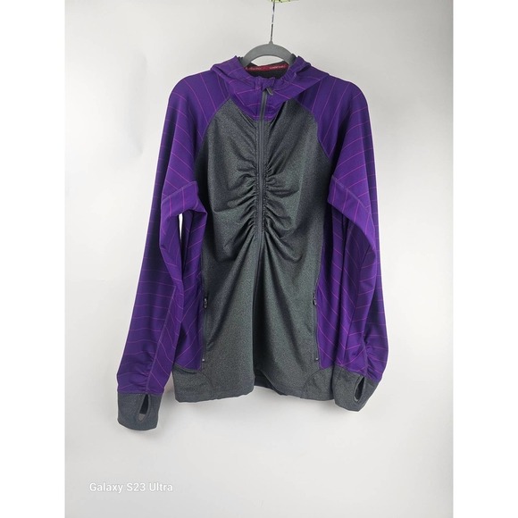Women's , Land's End, szXL (18) athletic warm up jacket, gray/purple - Picture 1 of 7